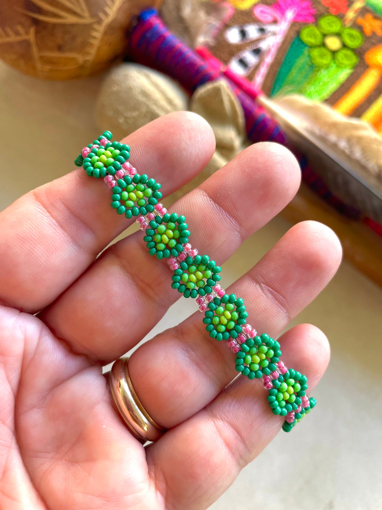 Margaritas Bracelet - Green & Pink