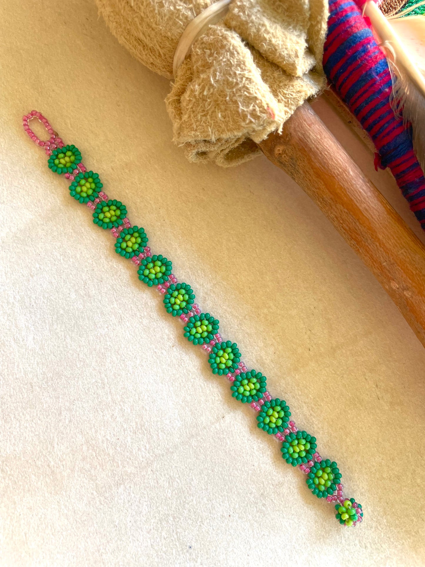 Margaritas Bracelet - Green & Pink