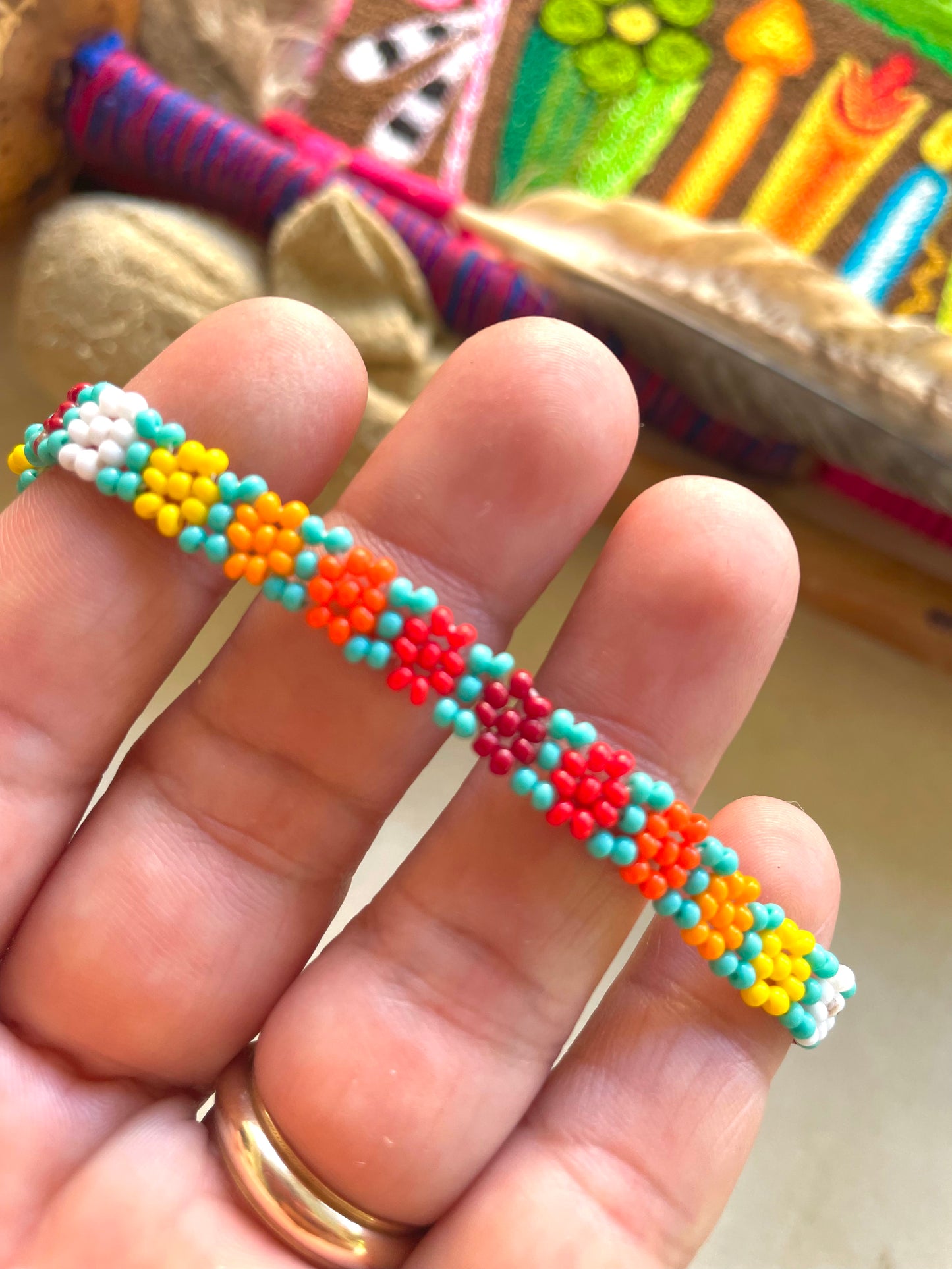 Flores de Colores Bracelet - Blue & Fire Colors