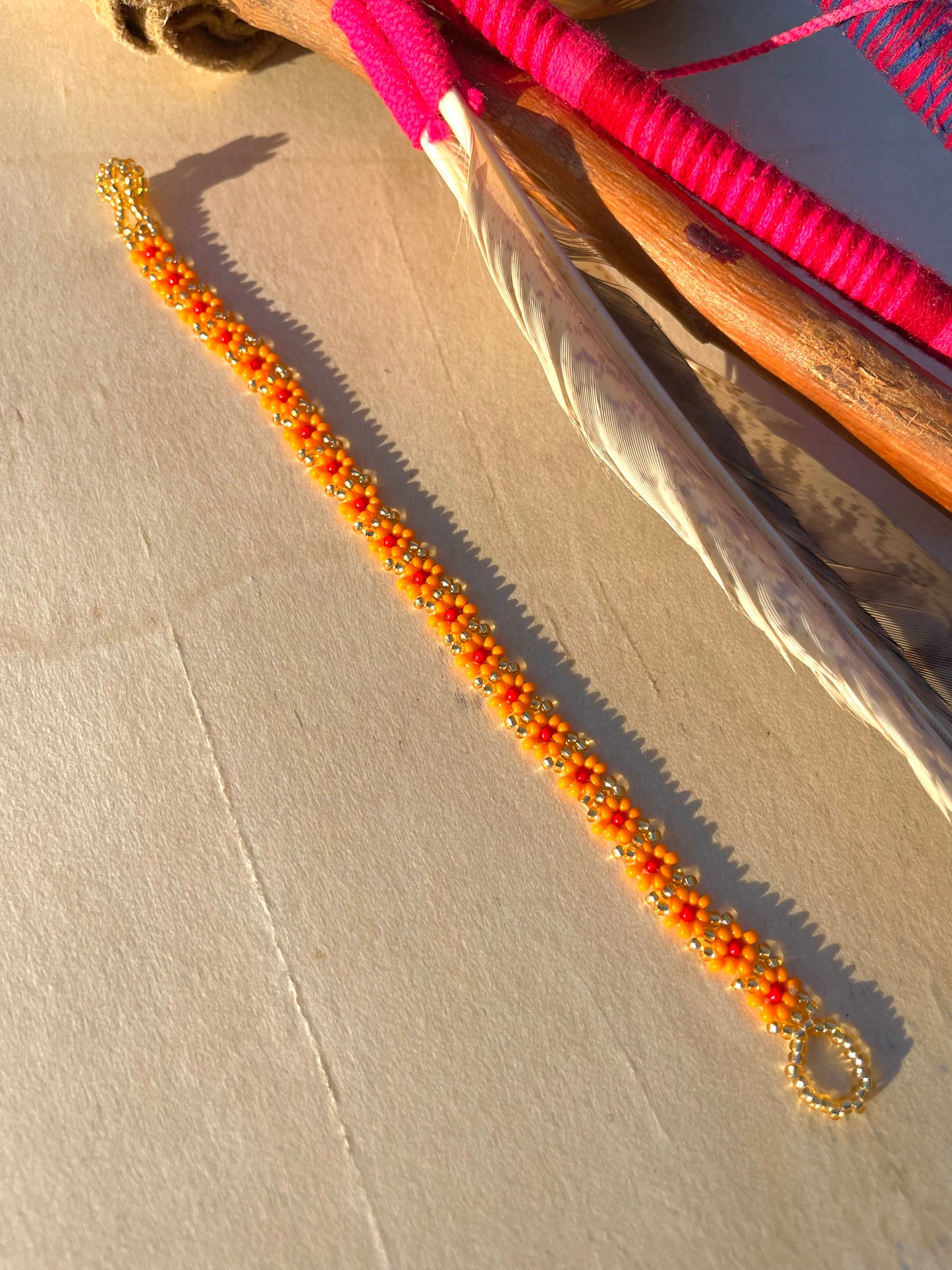 Flores de Colores Bracelet - Gold & Orange