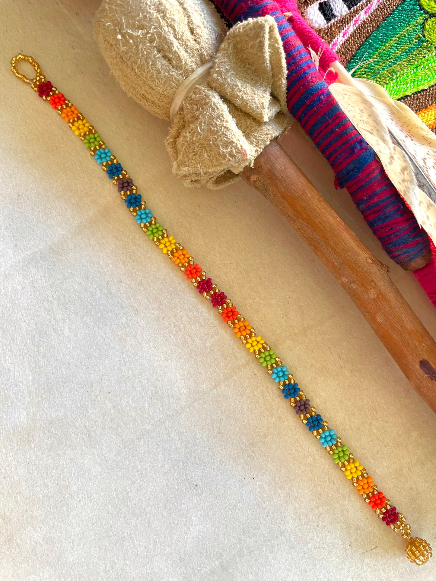 Flores de Colores Anklet - Golden Rainbow