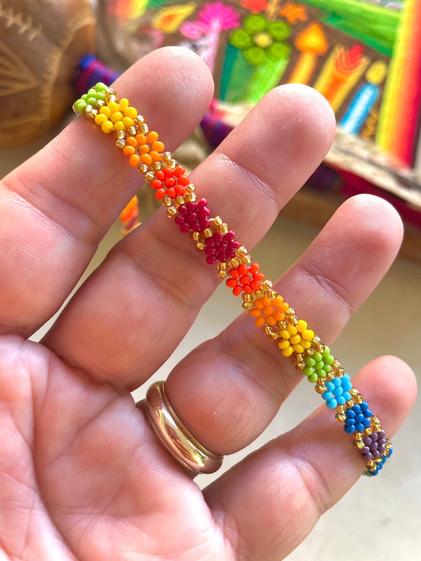 Flores de Colores Anklet - Golden Rainbow
