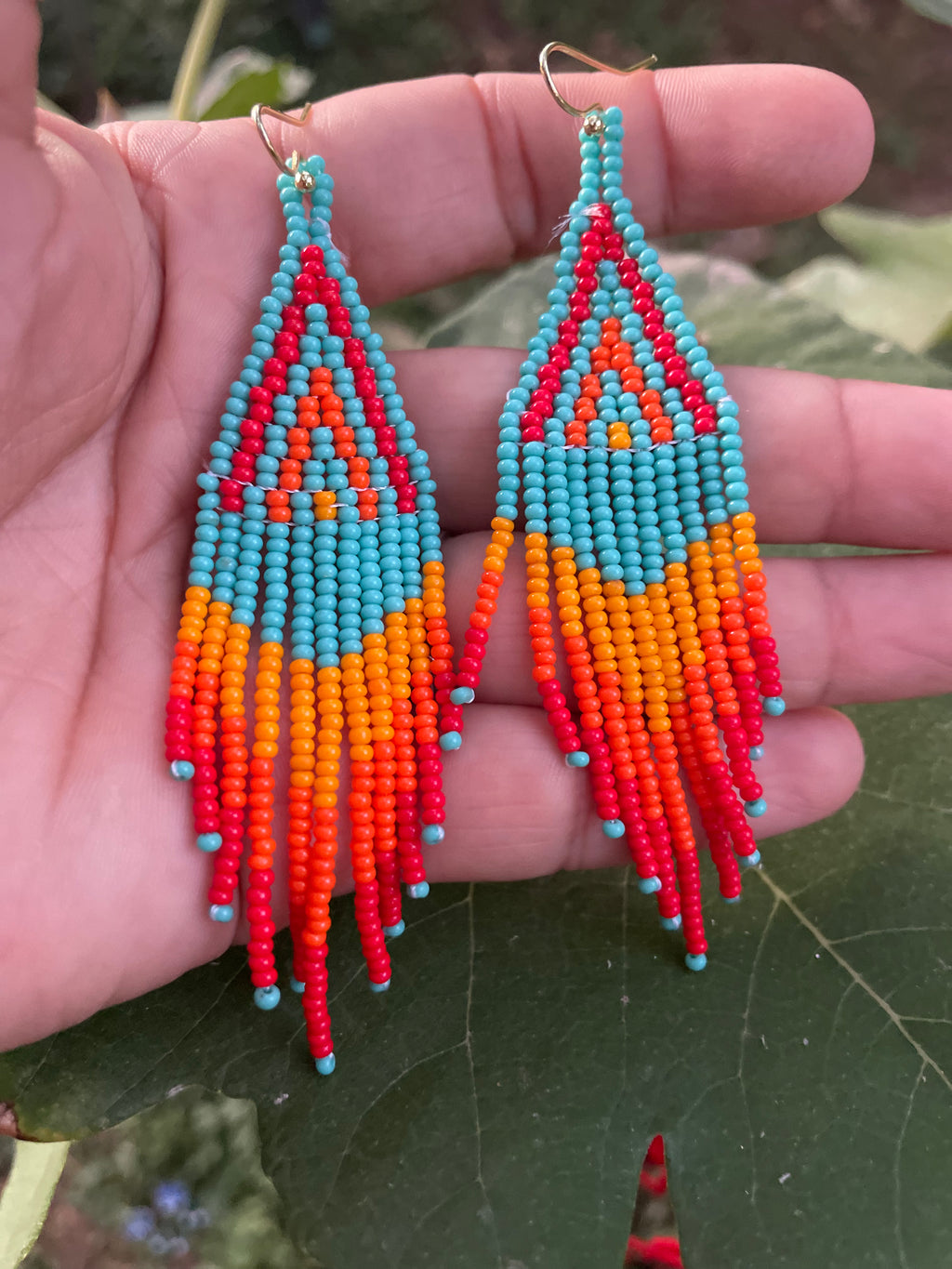 Cascada de Fuego - Huichol Beadwork Earrings
