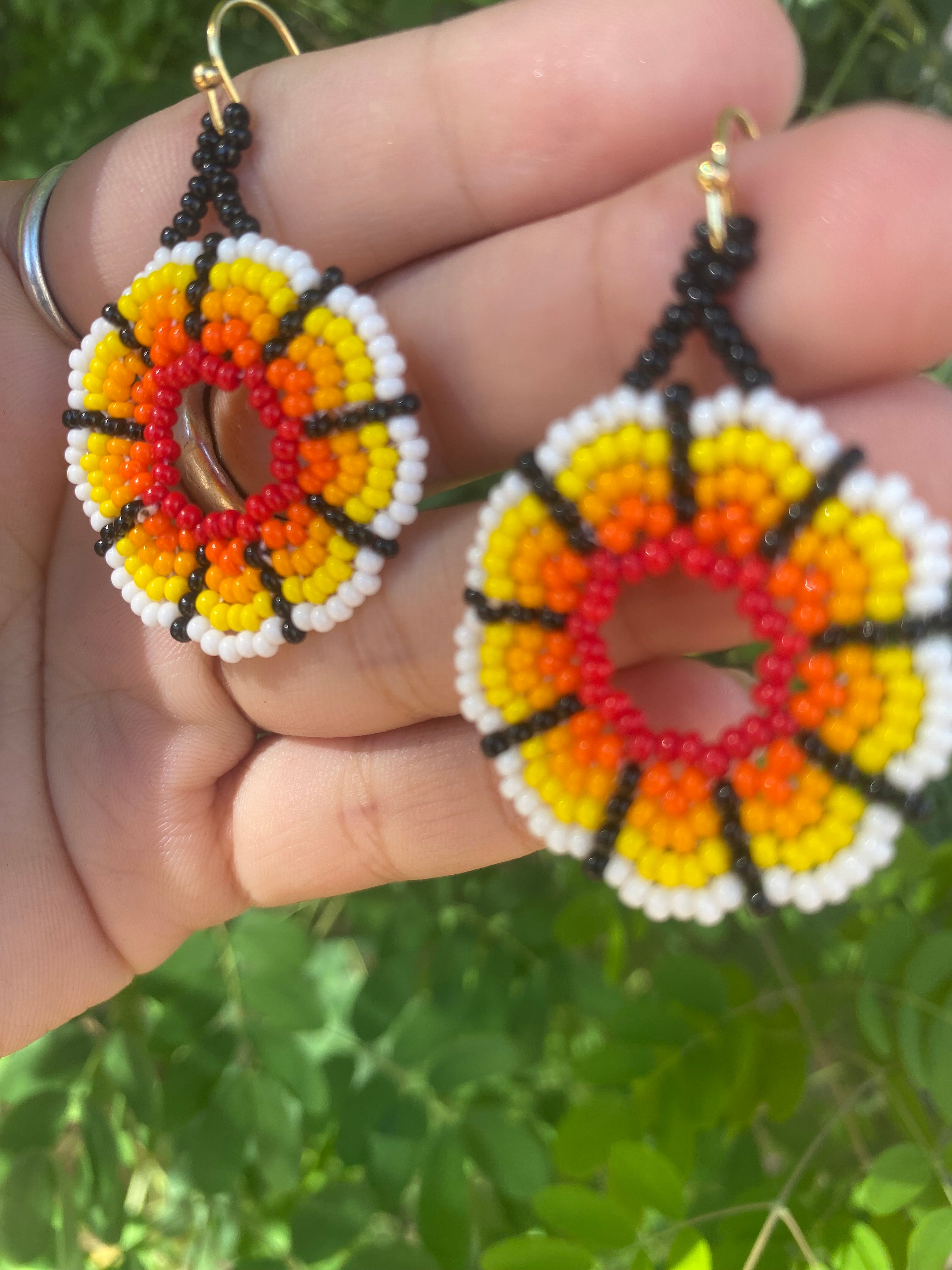 Ciclos del Sol - Huichol Beadwork Earrings