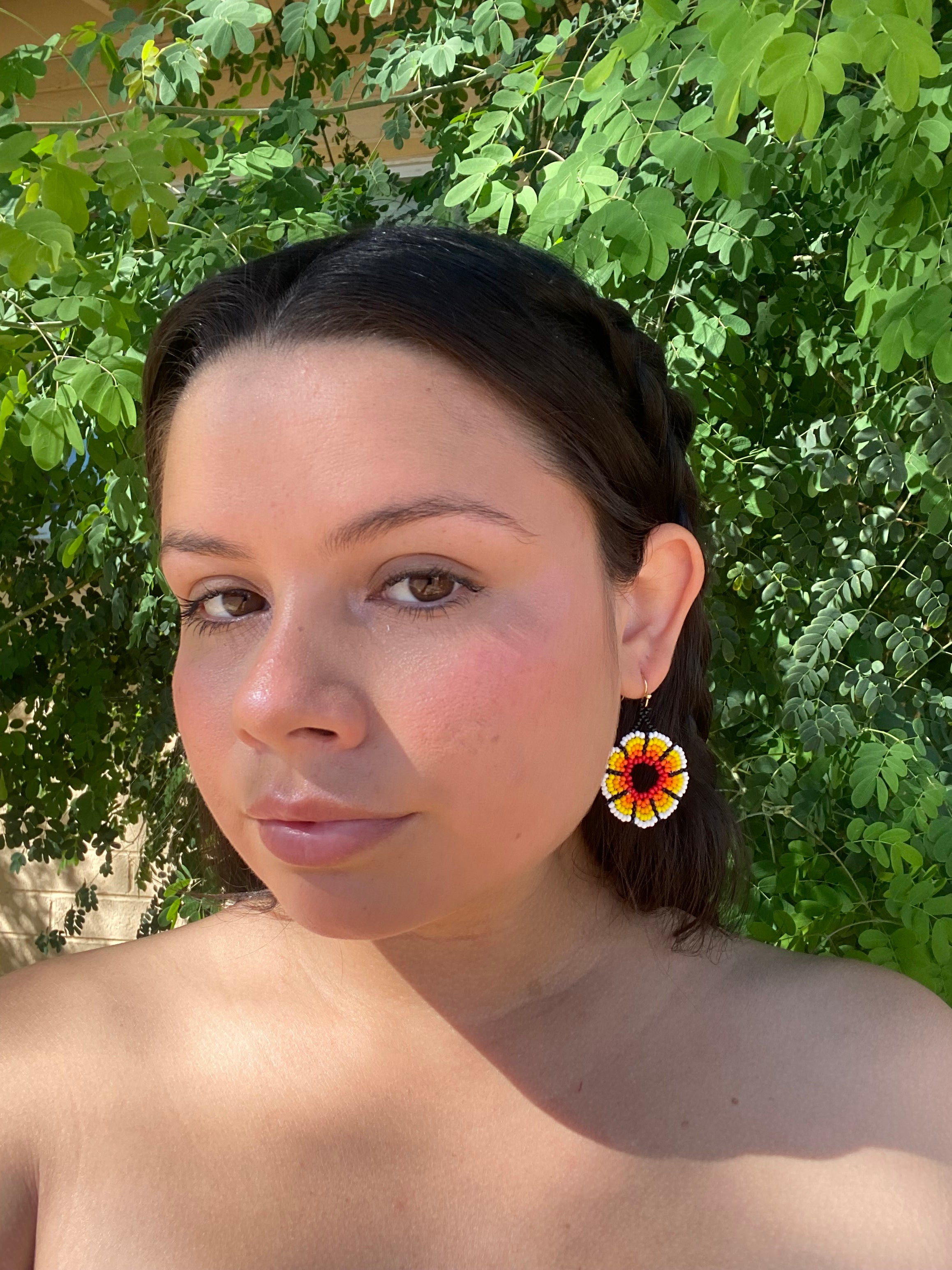 Ciclos del Sol - Huichol Beadwork Earrings