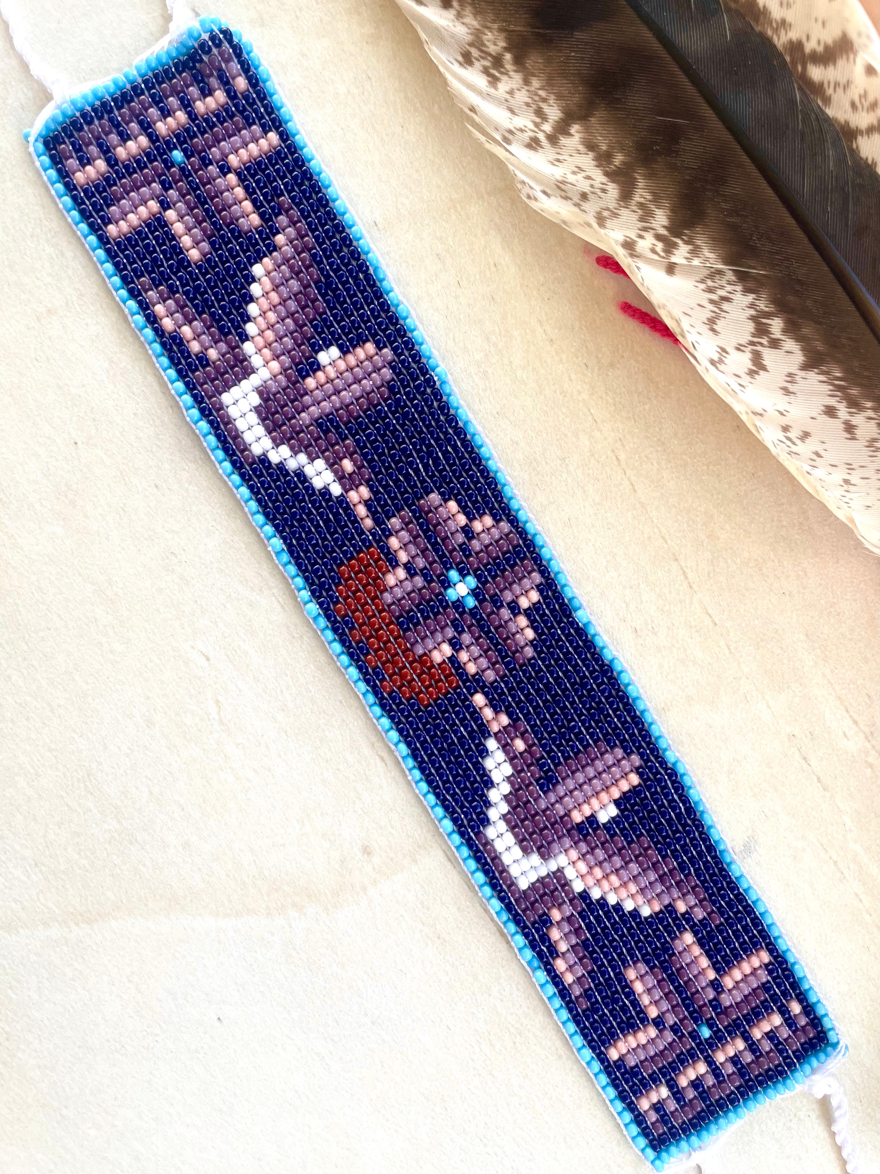 Colibrí Picaflor - Indigo Blue Huichol Loom Beadwork Bracelet