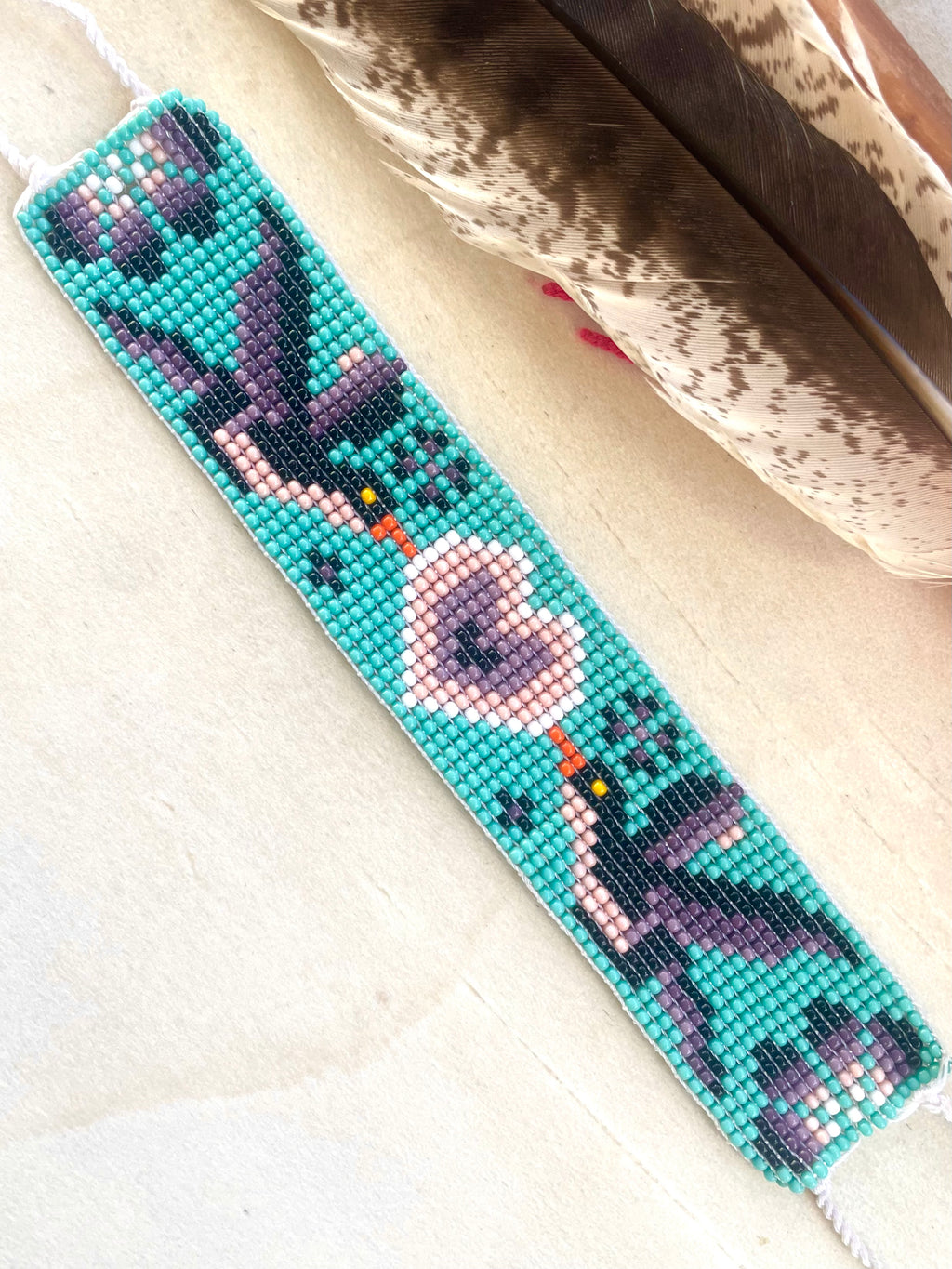 Colibrí Corazón - Blue & Purple Huichol Loom Beadwork Bracelet