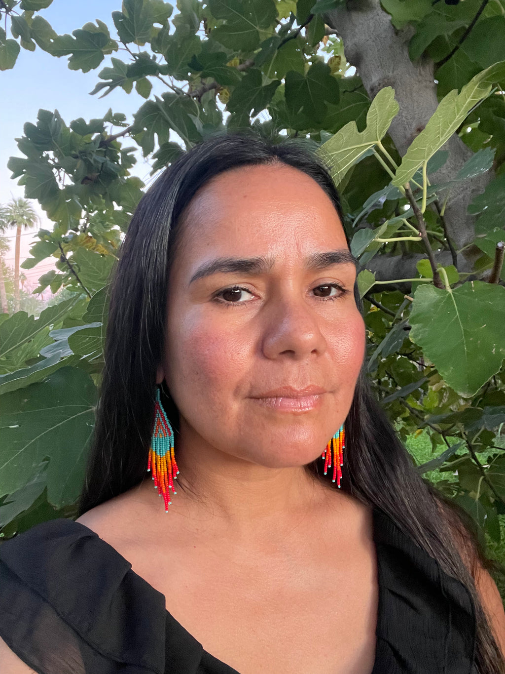 Cascada de Fuego - Huichol Beadwork Earrings