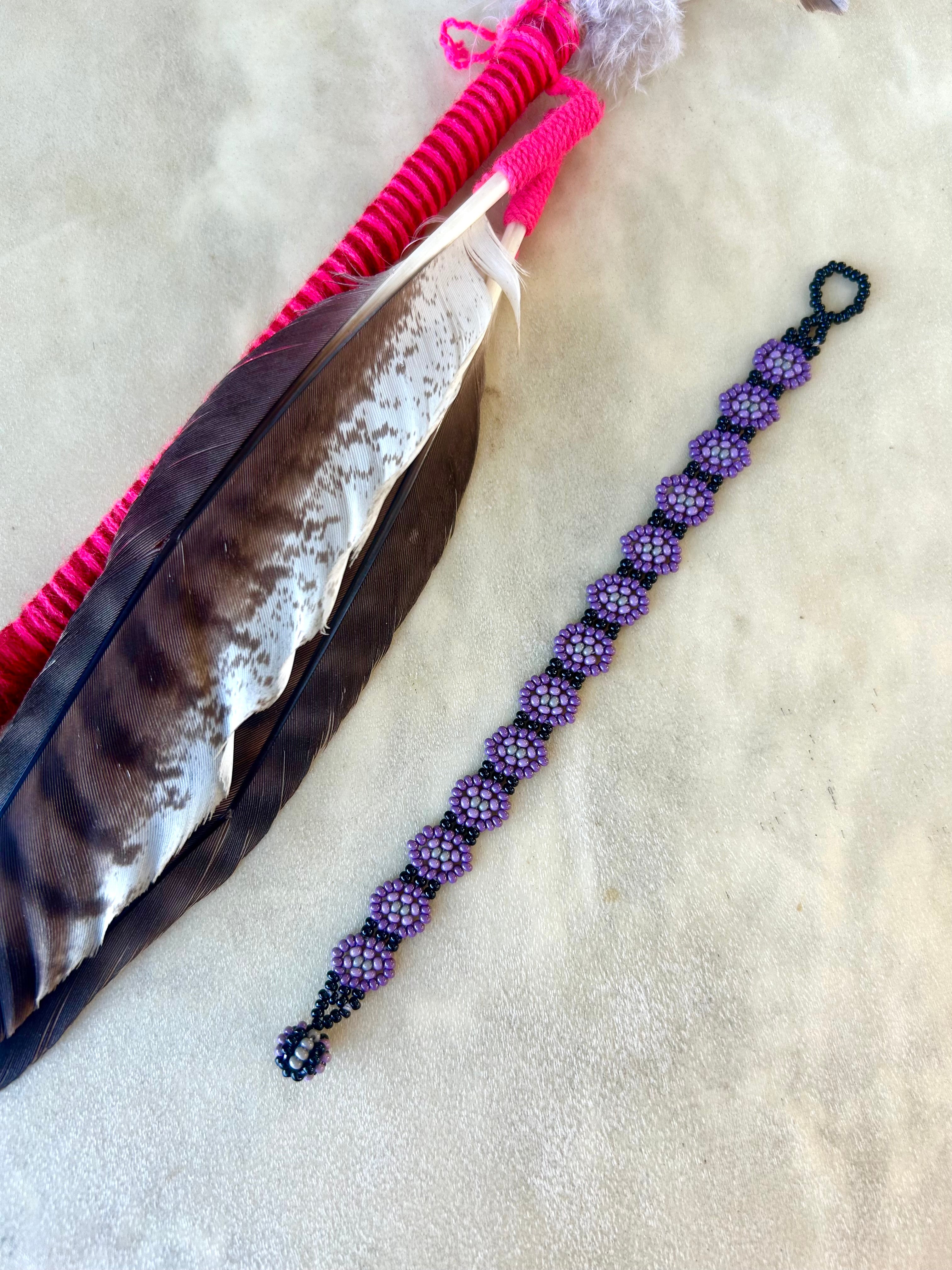 Margaritas Bracelet - Purple Huichol Beadwork Bracelet