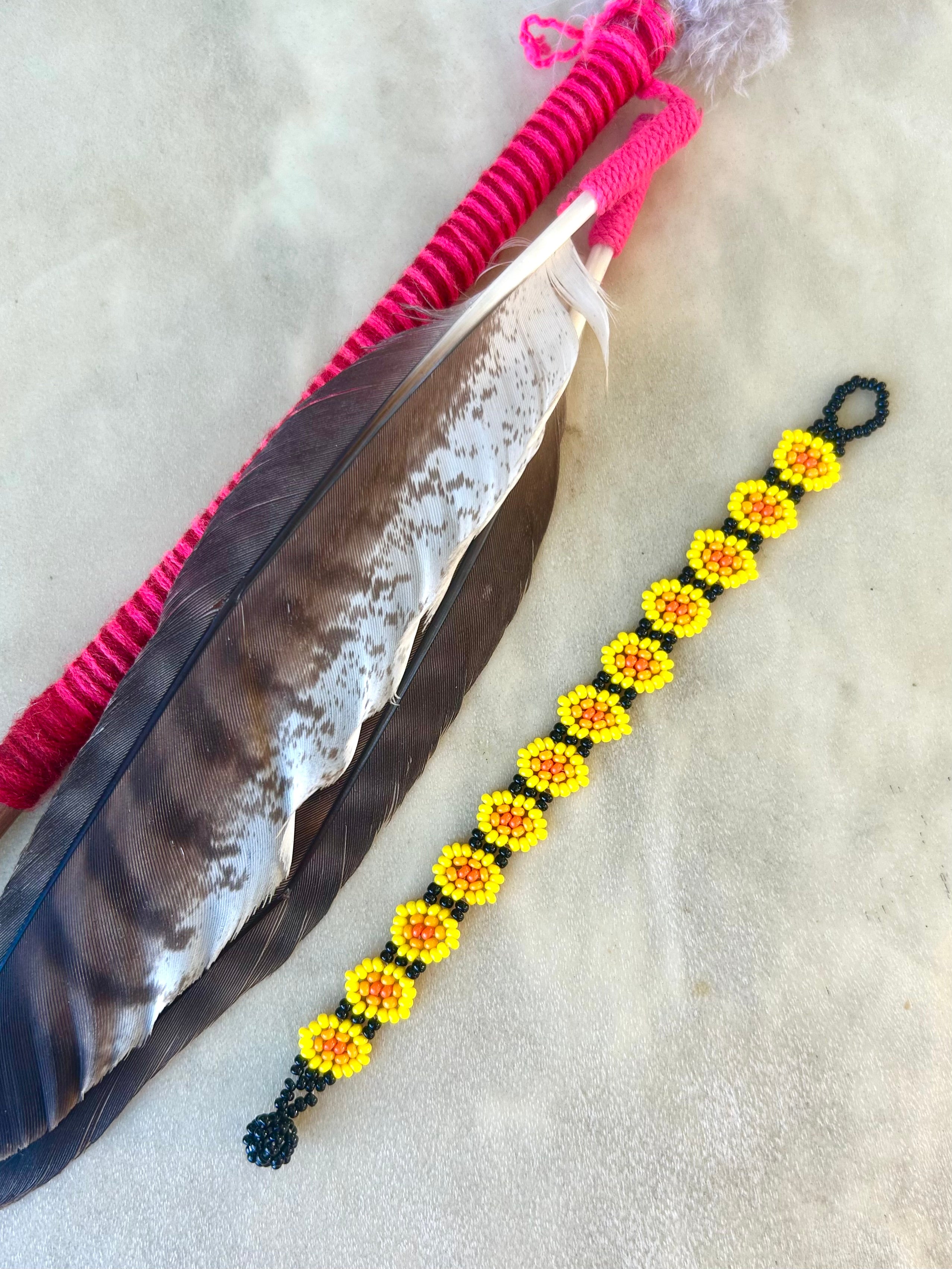 Margaritas Bracelet - Yellow & Orange Huichol Beadwork Bracelet