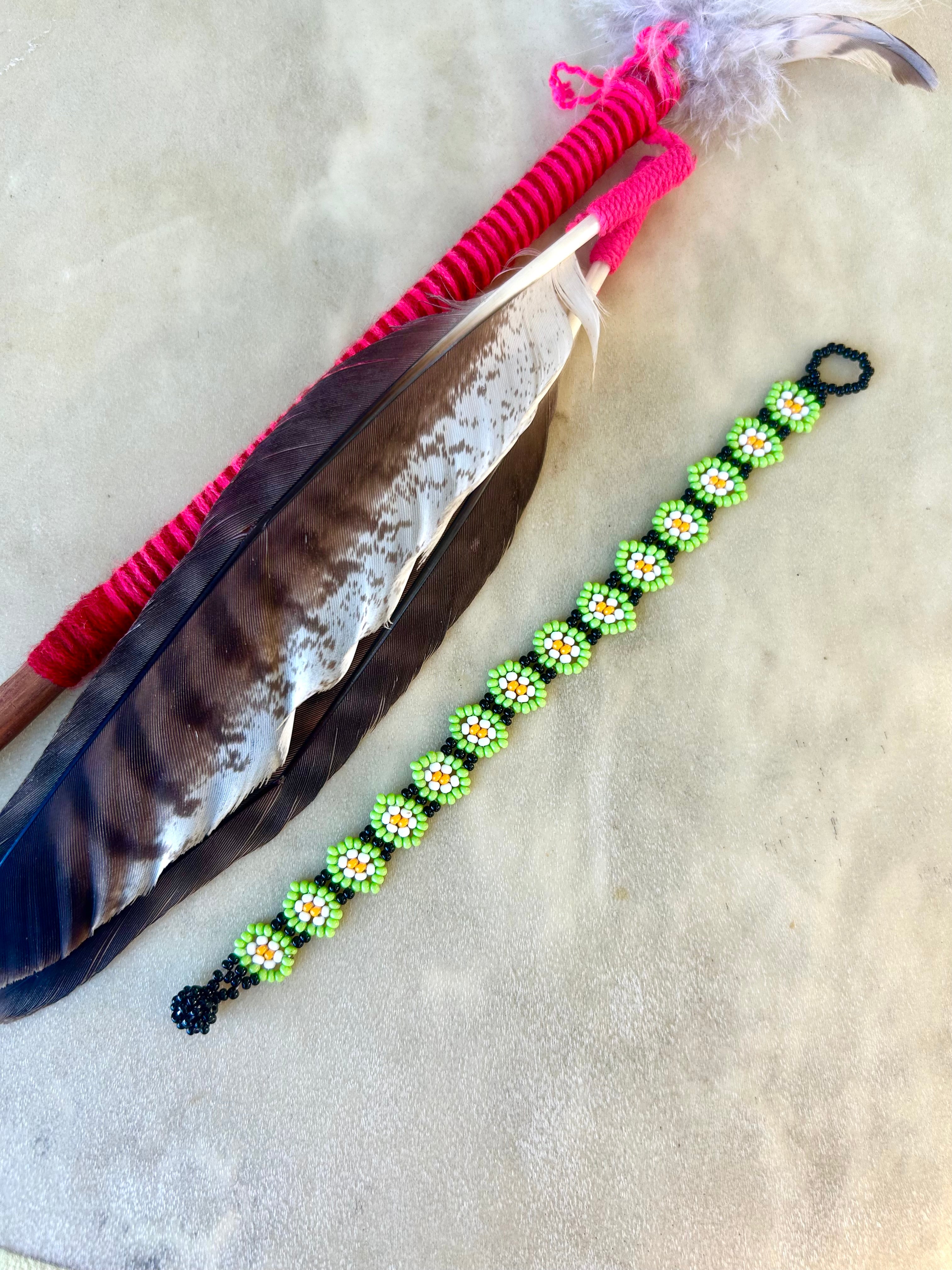 Margaritas Bracelet - Light Green & Yellow Beadwork Bracelet