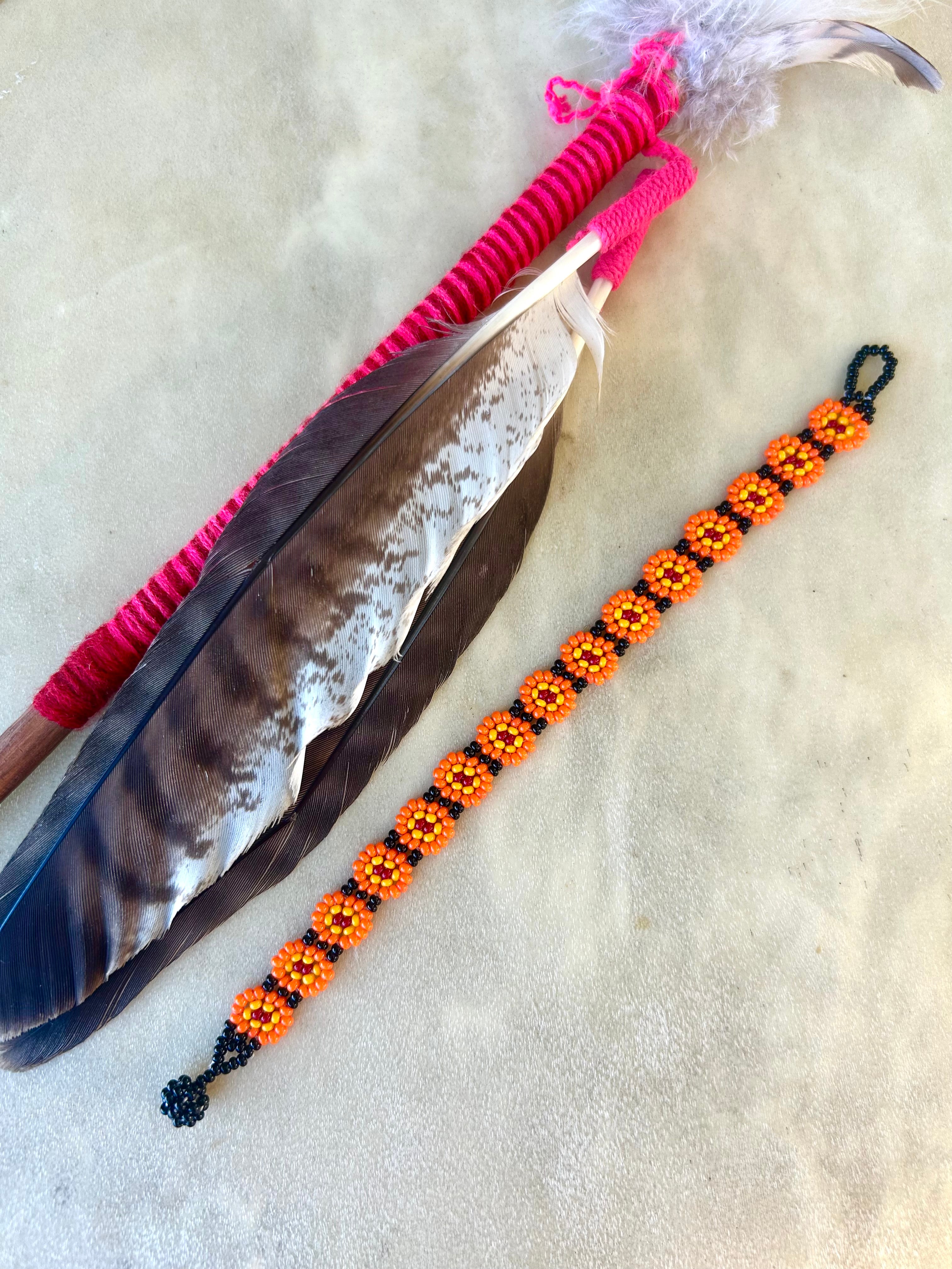 Margaritas Bracelet - Orange & Red Beadwork Bracelet