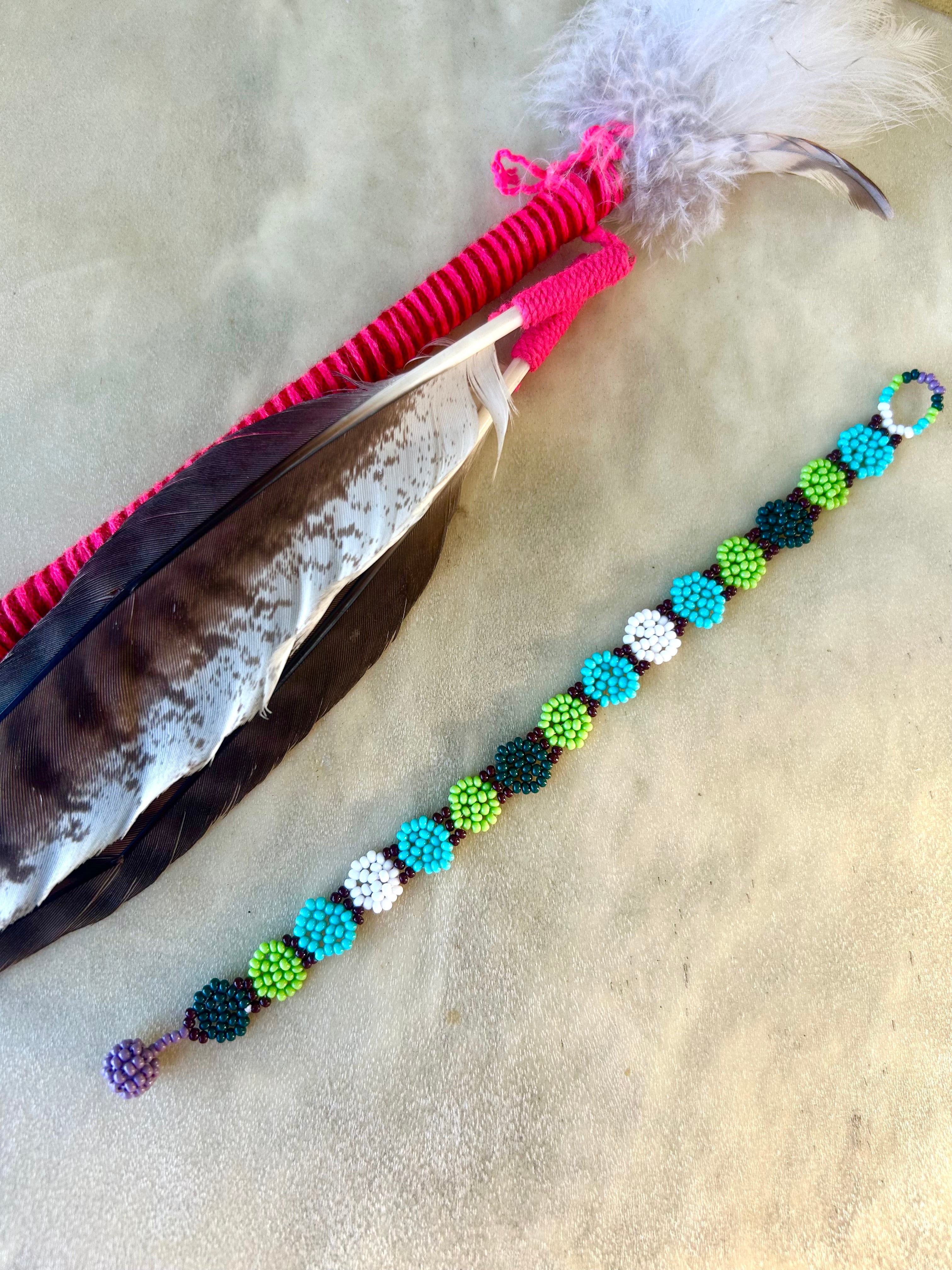 Margaritas Bracelet - Green & Blue Multicolor Beadwork Bracelet