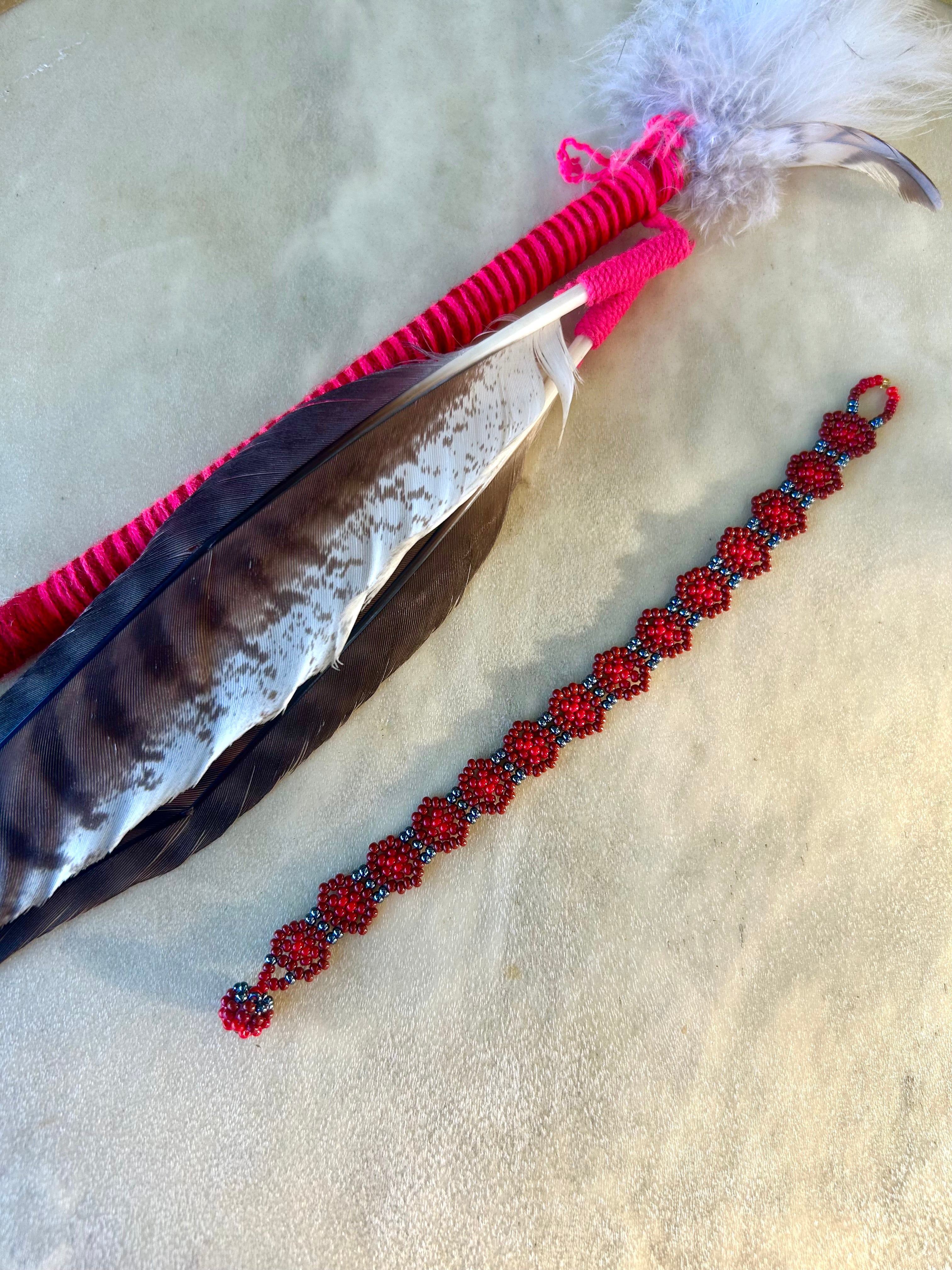 Margaritas Bracelet - Dark Red Beadwork Bracelet