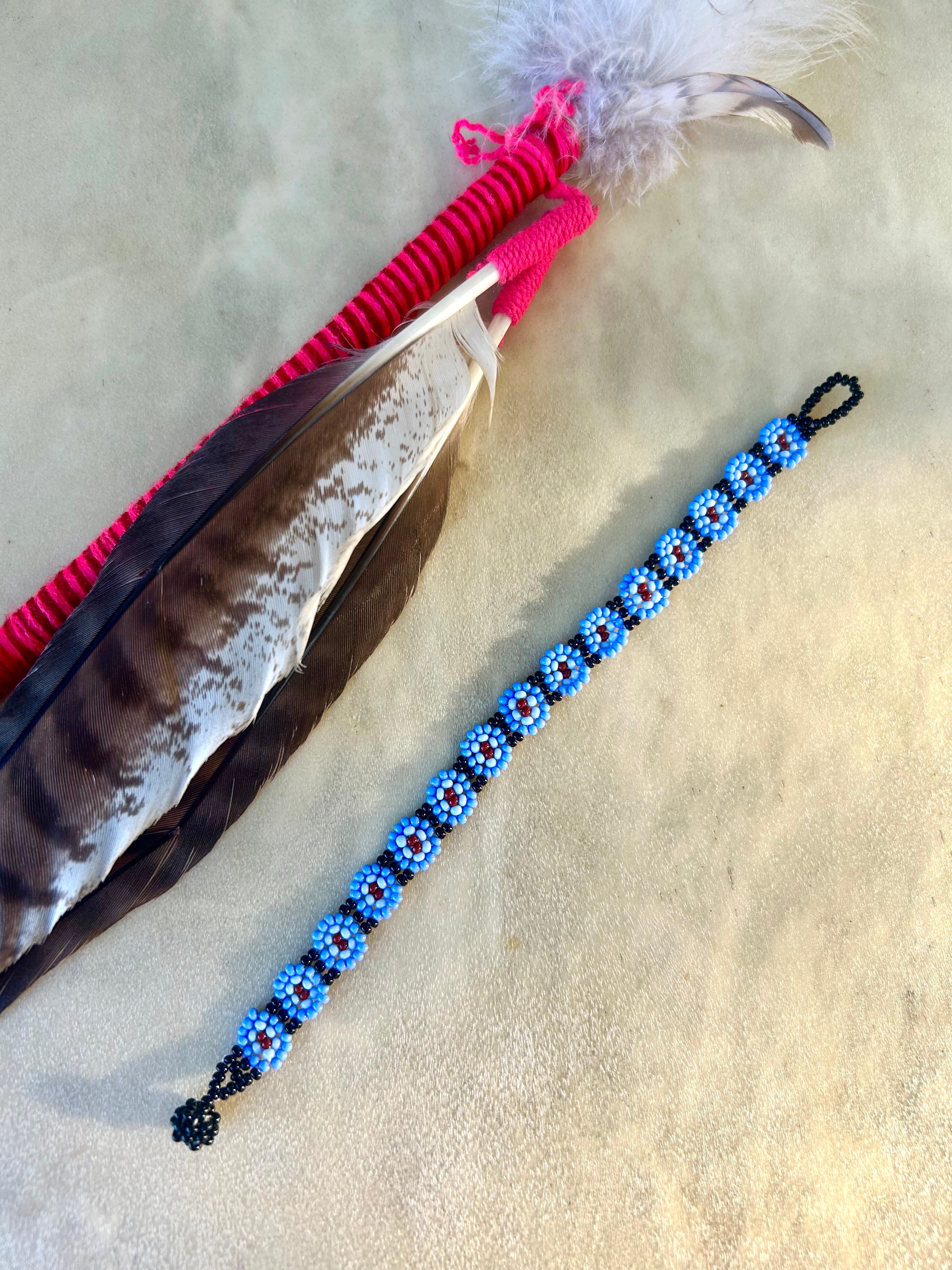 Margaritas Bracelet - Blue & Red Beadwork Bracelet