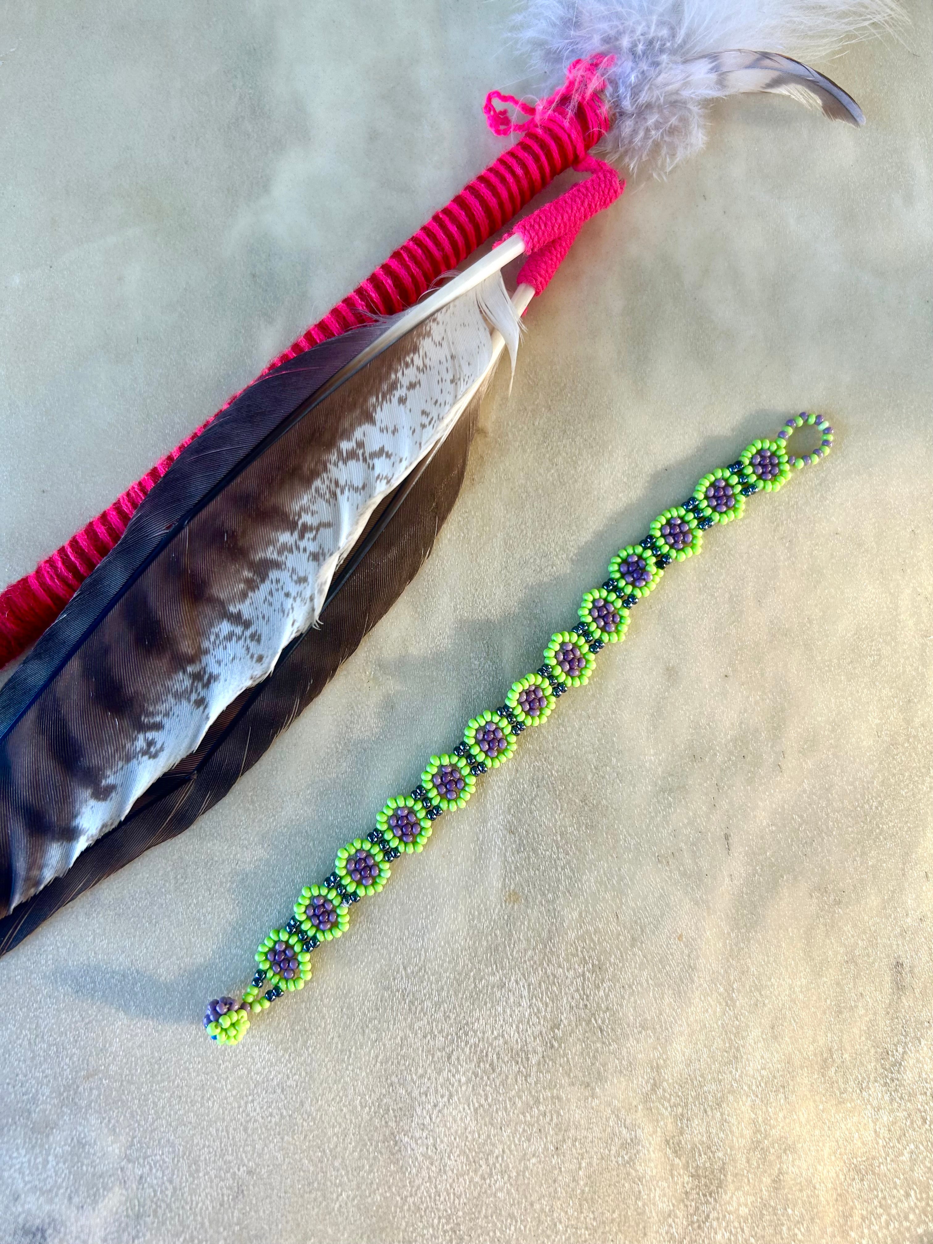 Margaritas Bracelet - Green & Purple Beadwork Bracelet