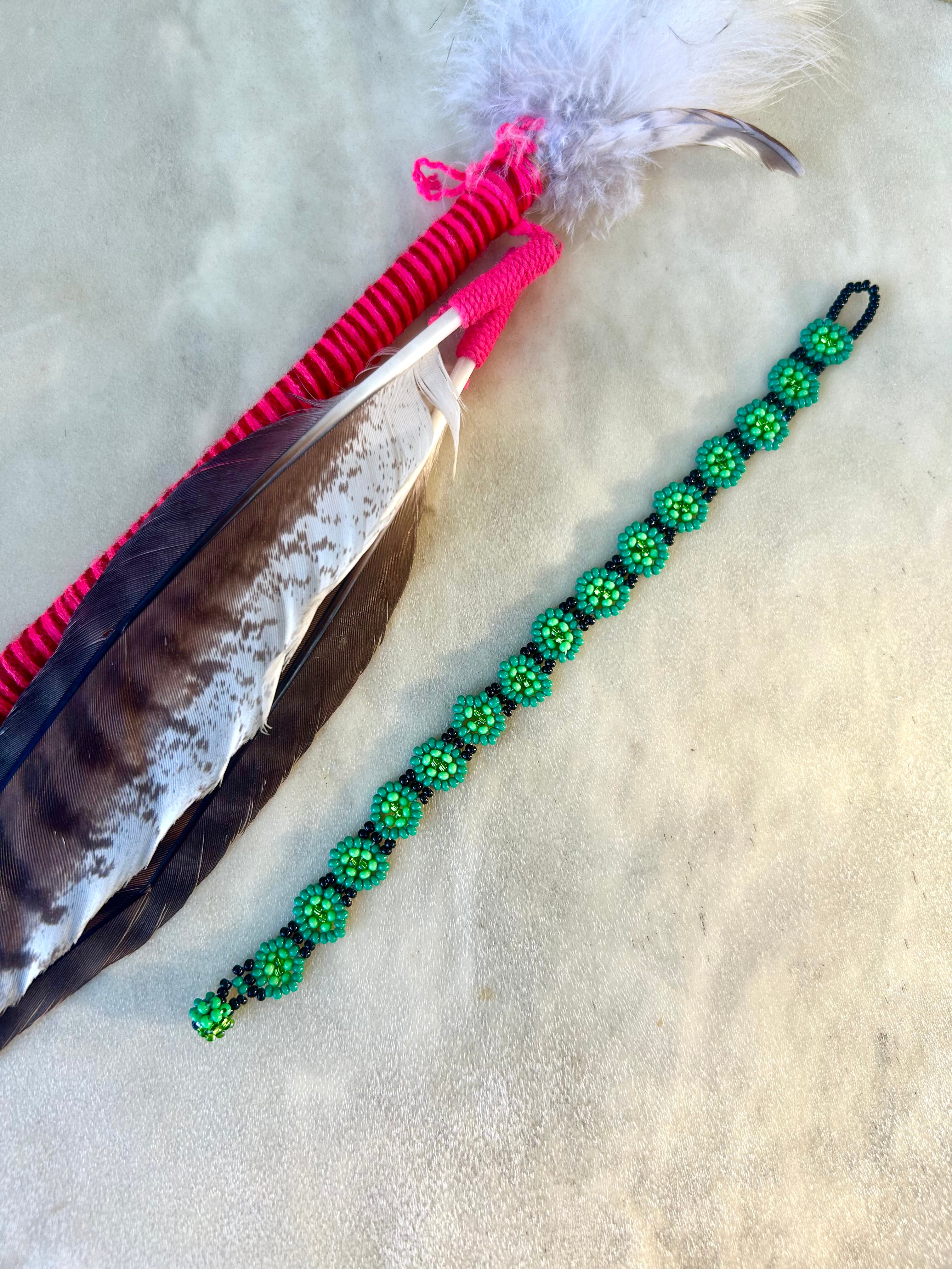 Margaritas Bracelet - Dark Green Beadwork Bracelet