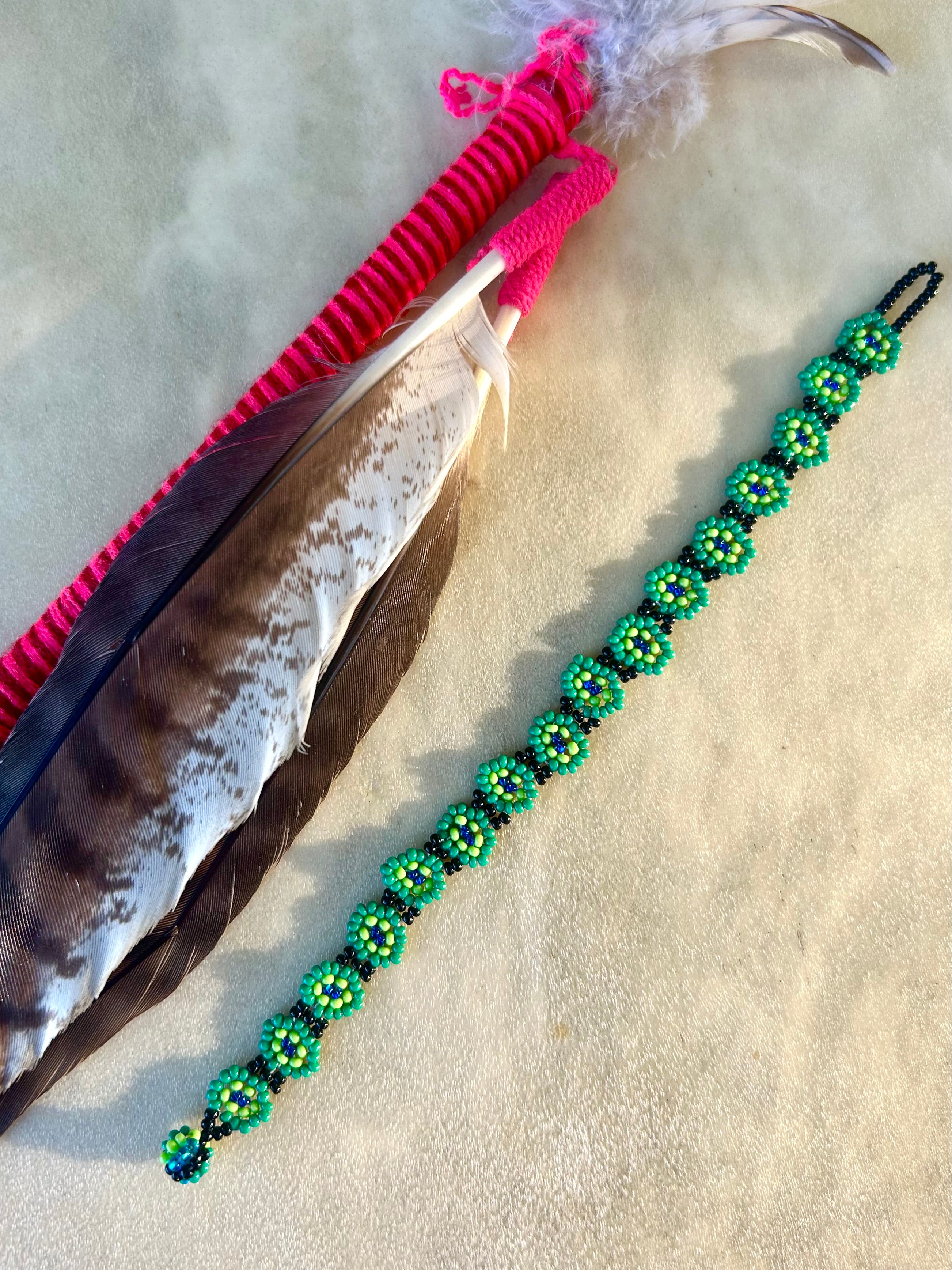 Margaritas Bracelet - Dark Green & Blue Beadwork Bracelet