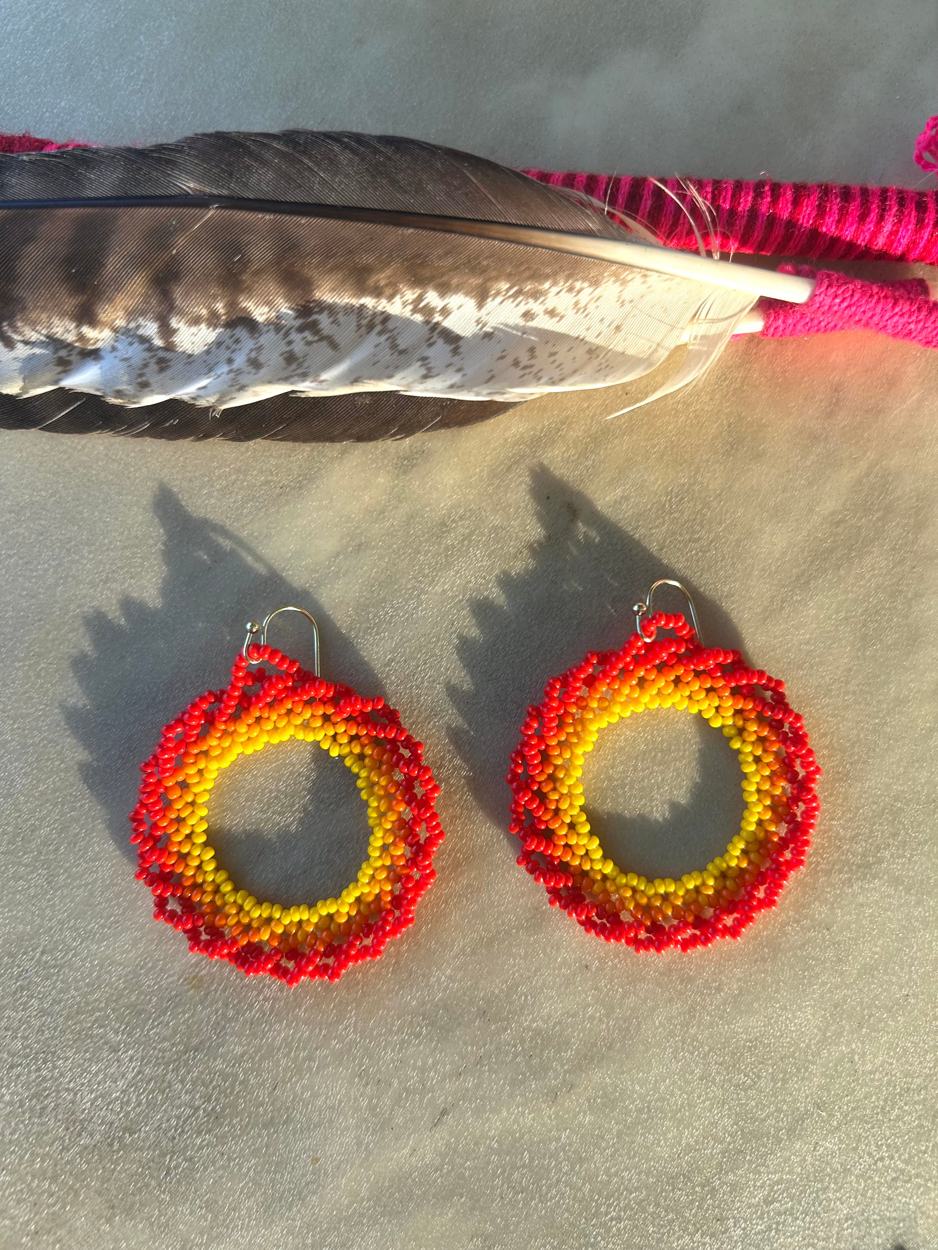 Ciclos de Fuego - Huichol Beadwork Earrings