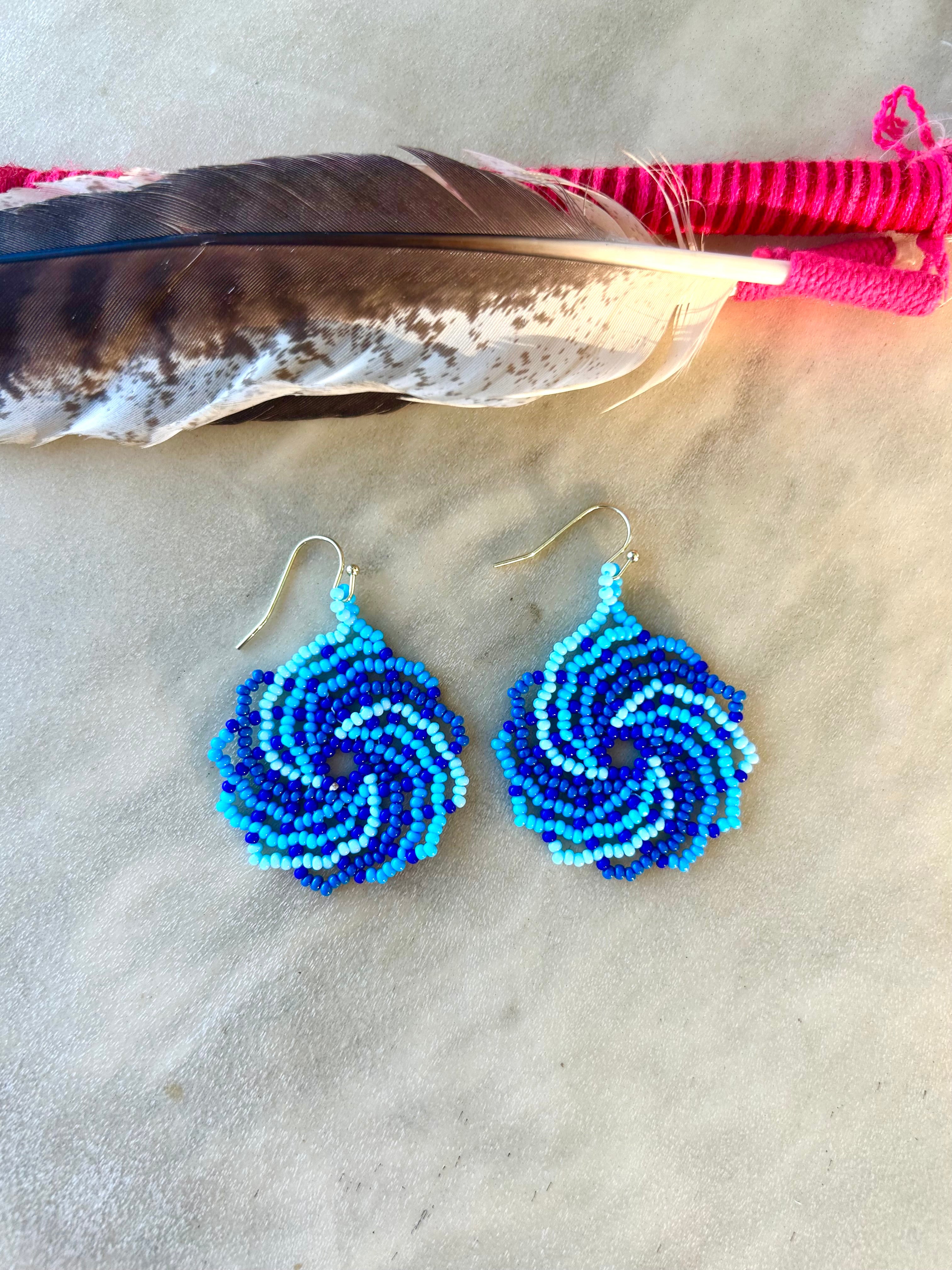 Olas del Mar - Huichol Beadwork Earrings