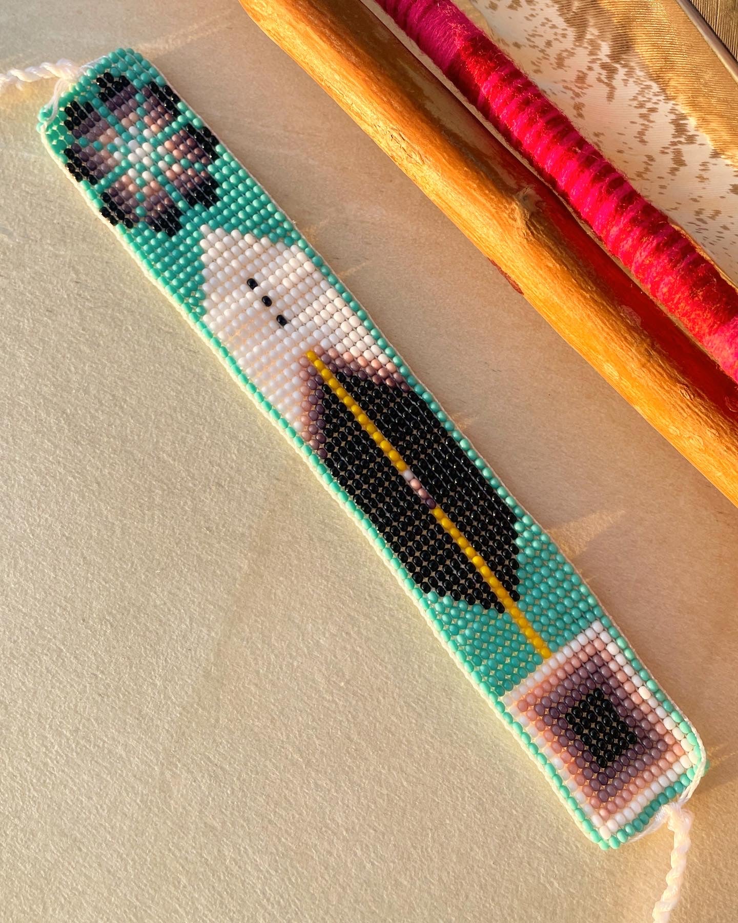 Pluma Divina - Blue & Purple Huichol Loom Beadwork Bracelet