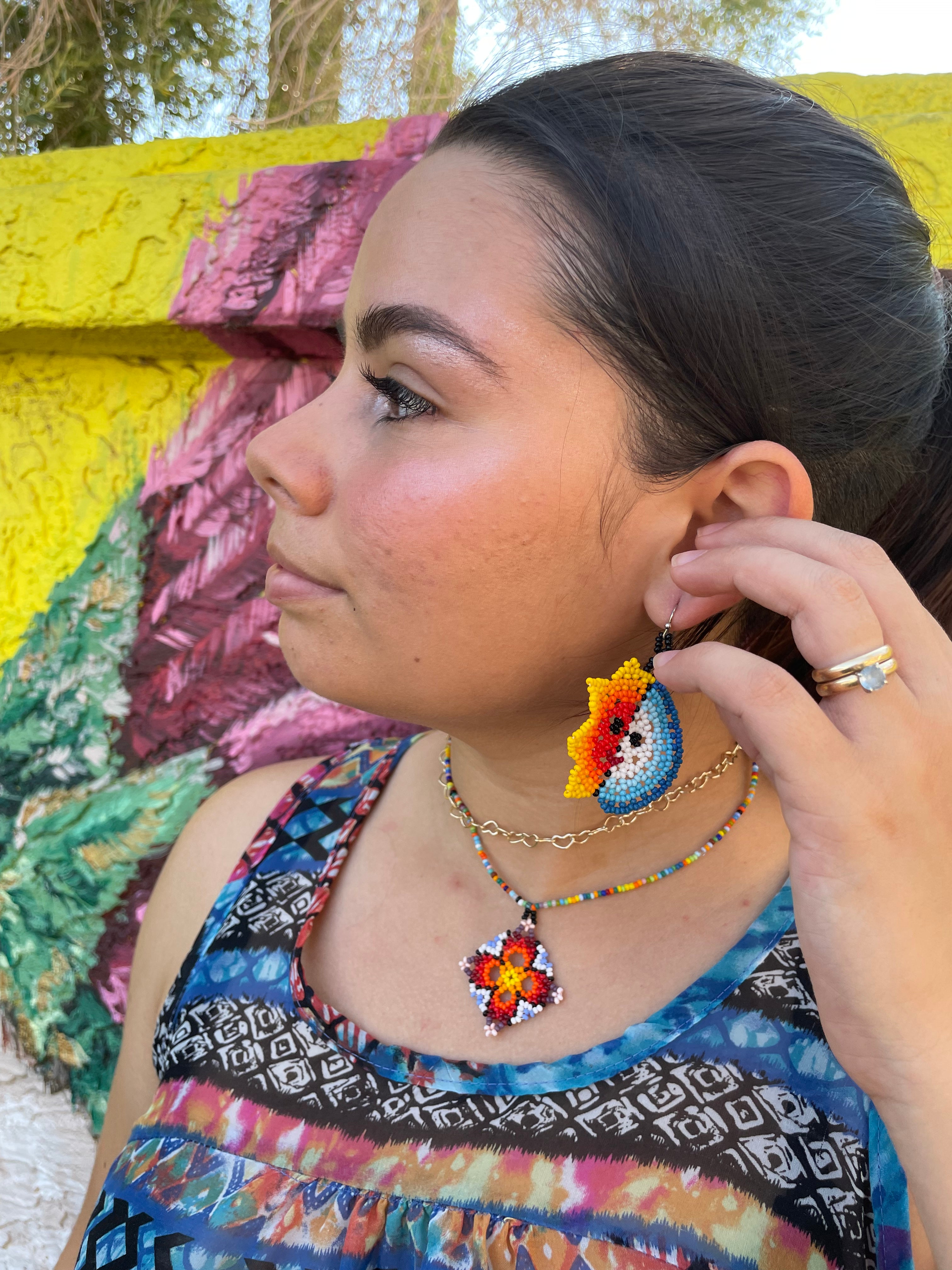 Eclipse Sol y Luna - Huichol Eclipse Beadwork Earrings