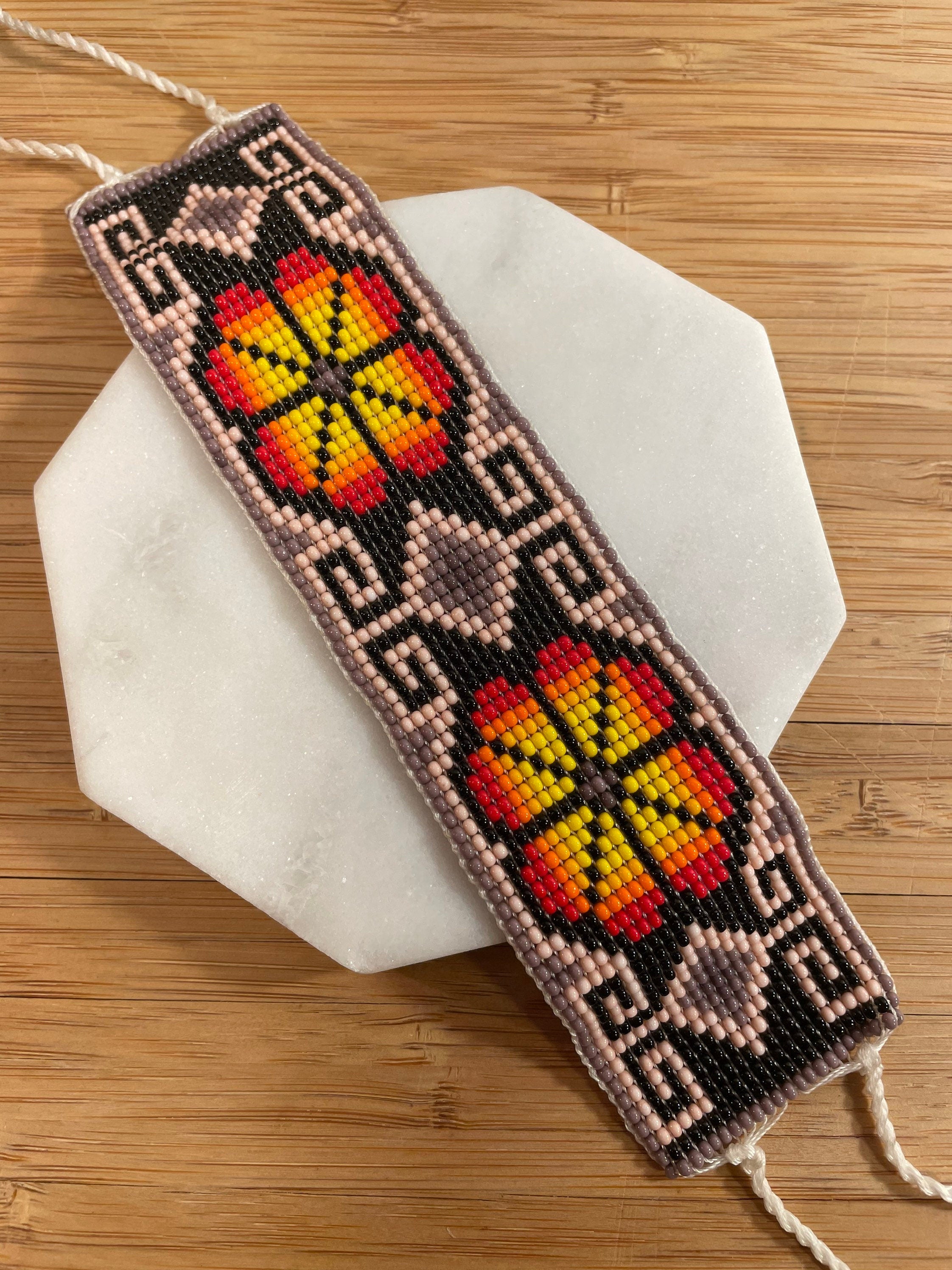 Cactus de Luz - Fire & Air Huichol Loom Beadwork Bracelet
