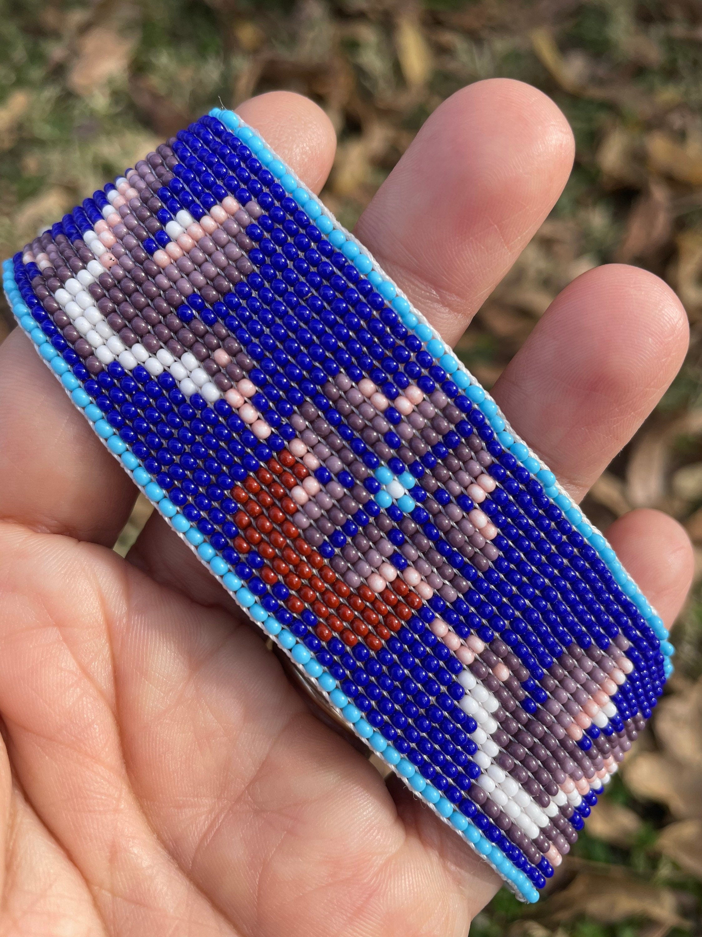 Colibrí Picaflor - Indigo Blue Huichol Loom Beadwork Bracelet