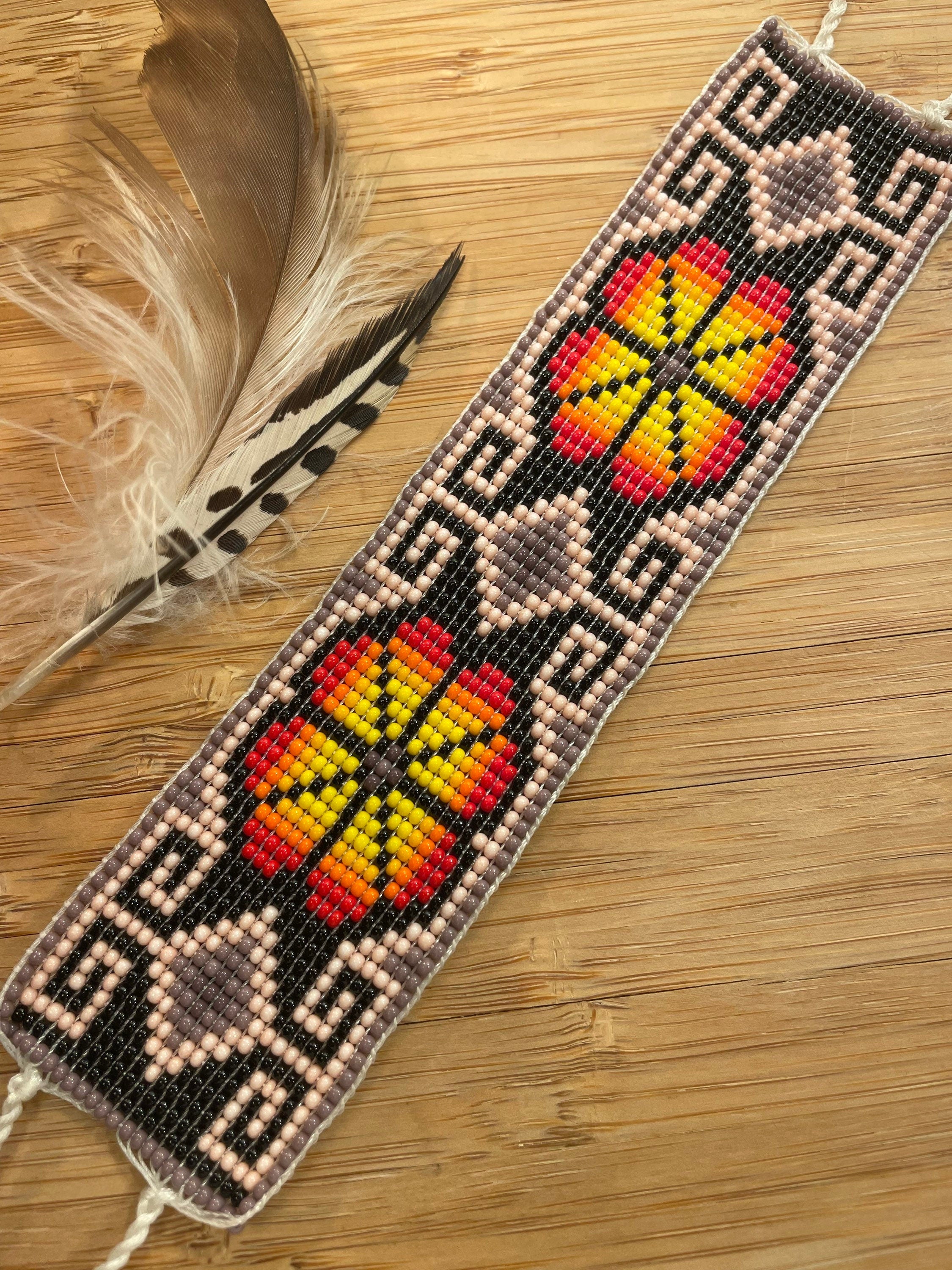 Cactus de Luz - Fire & Air Huichol Loom Beadwork Bracelet