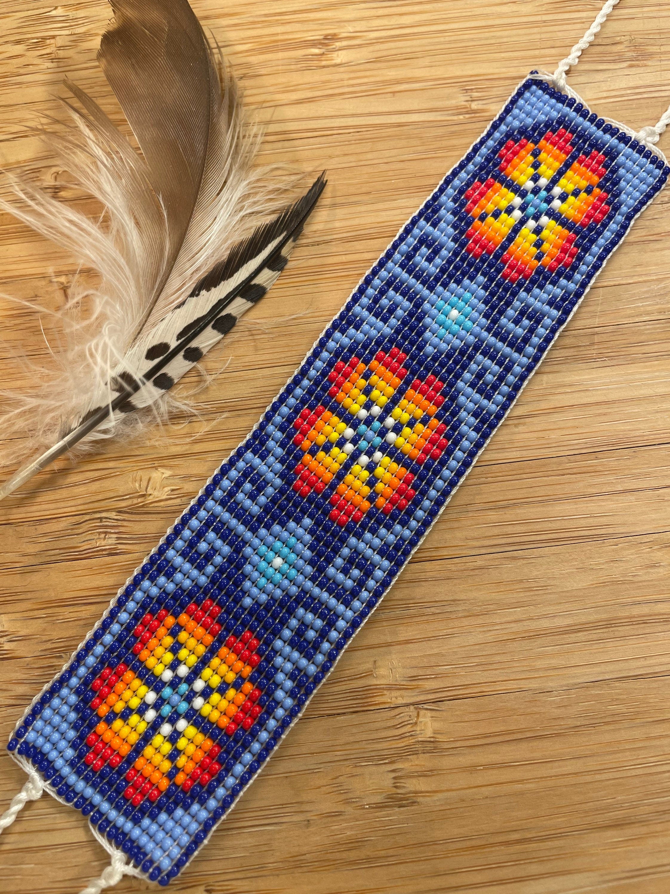 Cactus de Luz - Fire & Water Huichol Loom Beadwork Bracelet