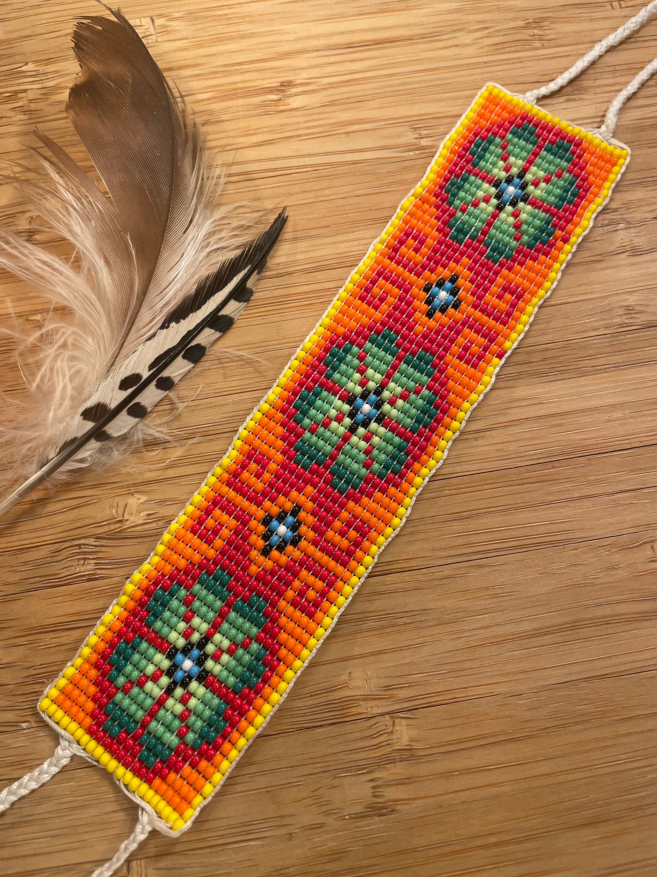 Cactus de Luz - Fire & Earth Huichol Loom Beadwork Bracelet