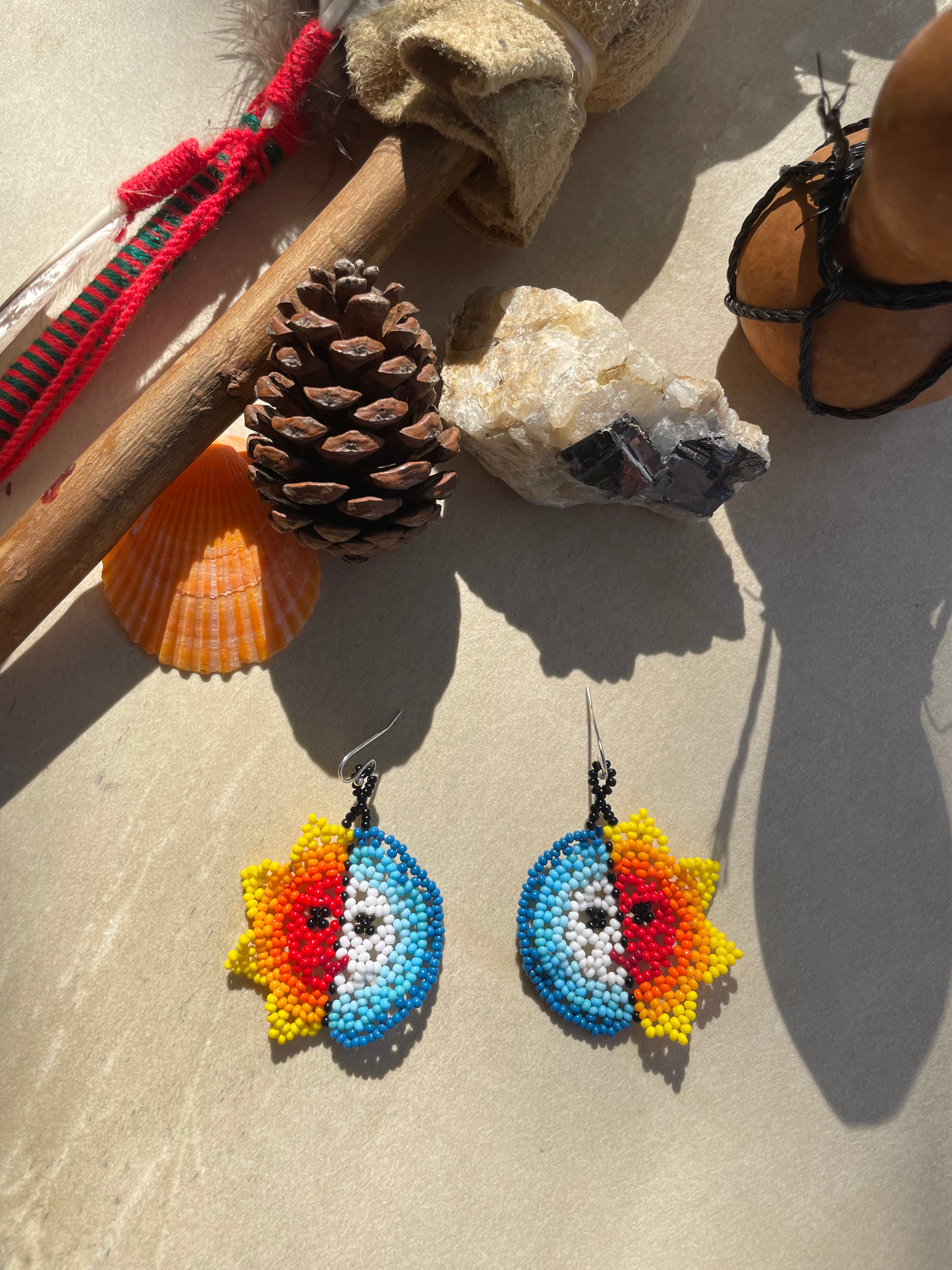 Eclipse Sol y Luna - Huichol Eclipse Beadwork Earrings