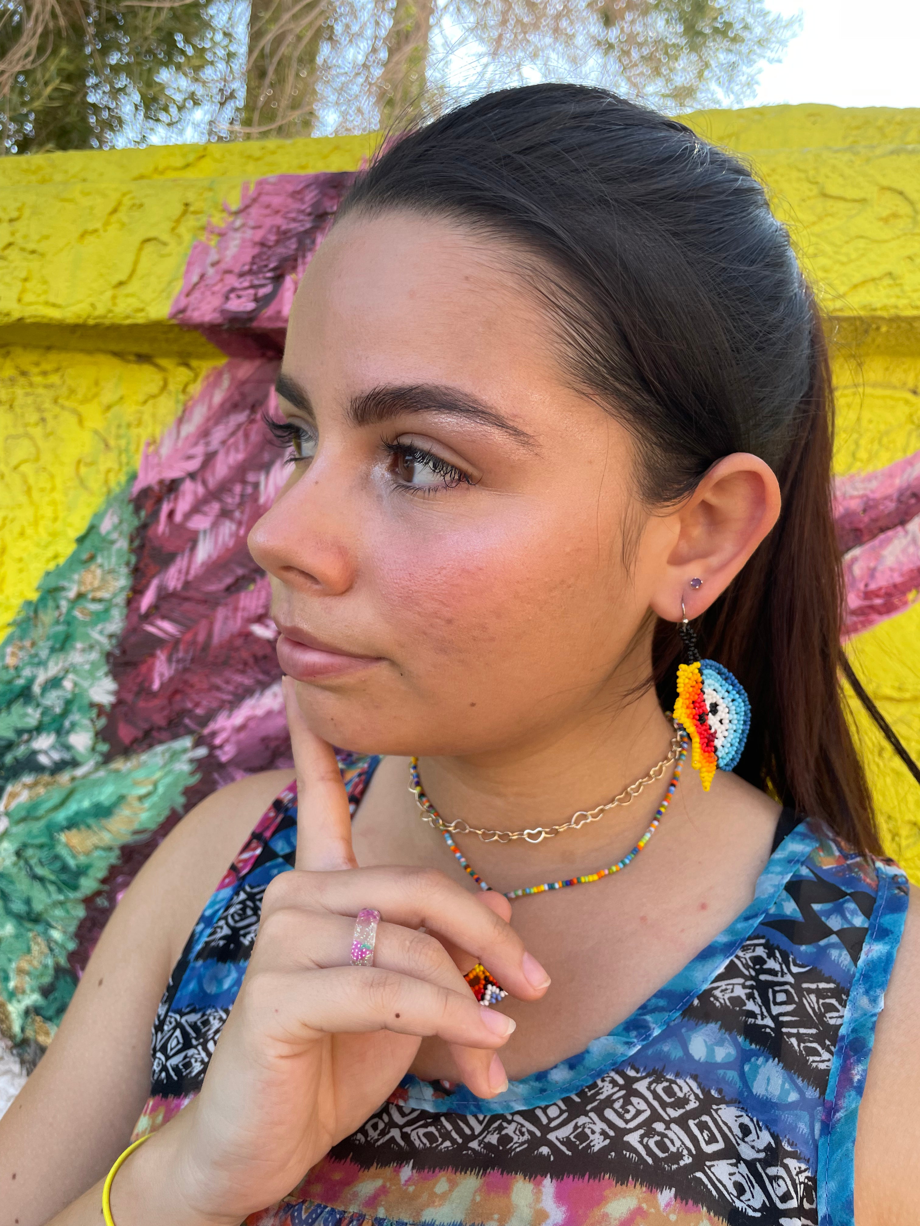 Eclipse Sol y Luna - Huichol Eclipse Beadwork Earrings